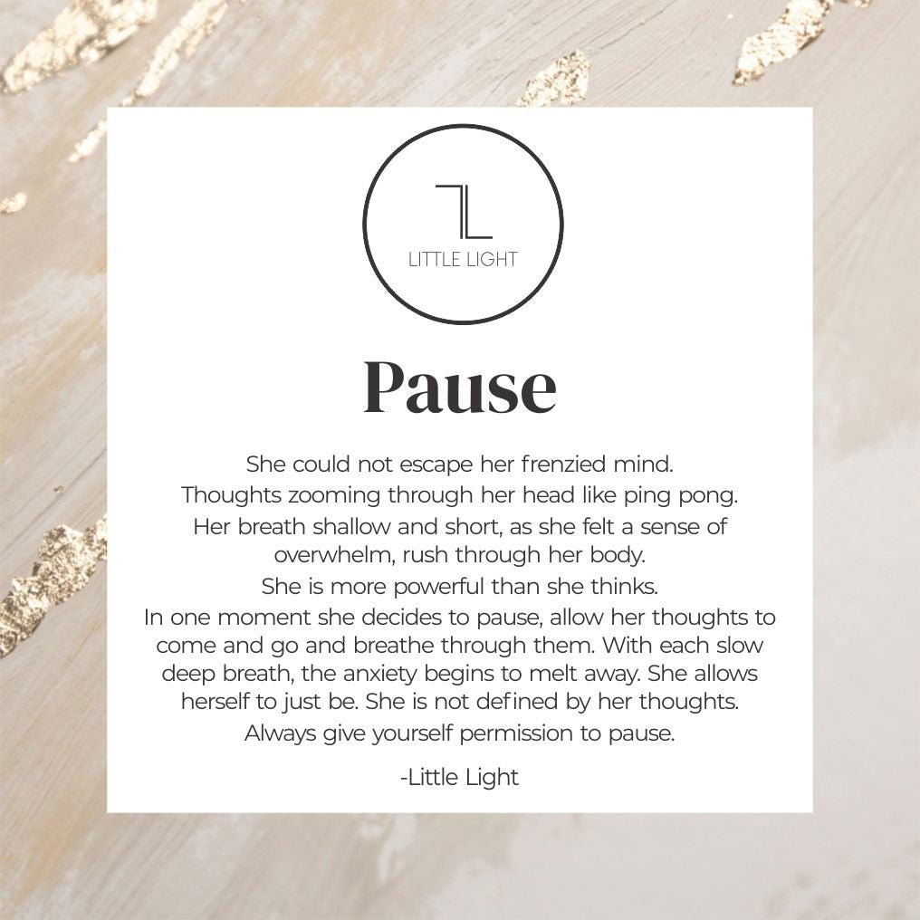 card that comes in the box with pause necklace with poem written on it